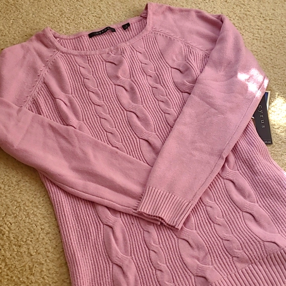 Baby Pink Cable Knit Sweater